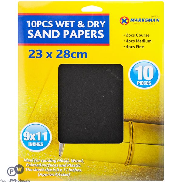 Marksman Wet & Dry Sandpaper Set 23 X 28cm 10pc