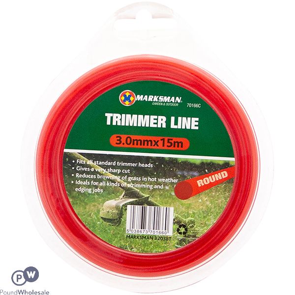 Marksman Round Red Trimmer Line 3mm X 15m