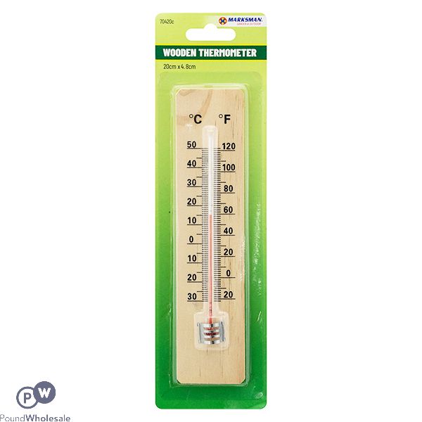 Marksman Wooden Thermometer Small 20cm X 4.8cm