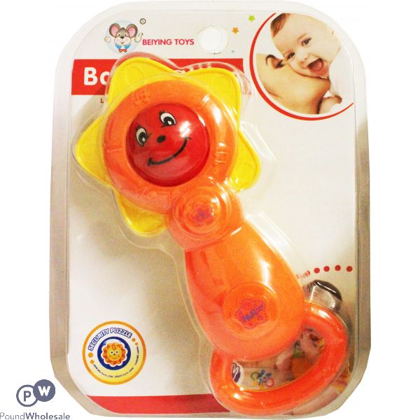 Baby Rattle With Flower Head And Smiley Face Design