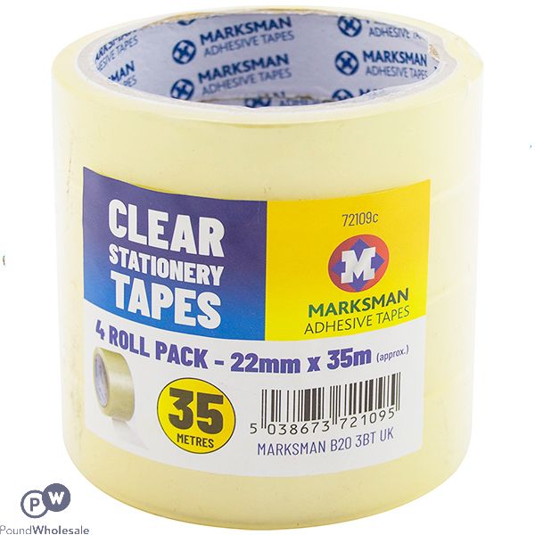 Marksman Clear Stationery Tapes 22mm X 35m 4 Pack