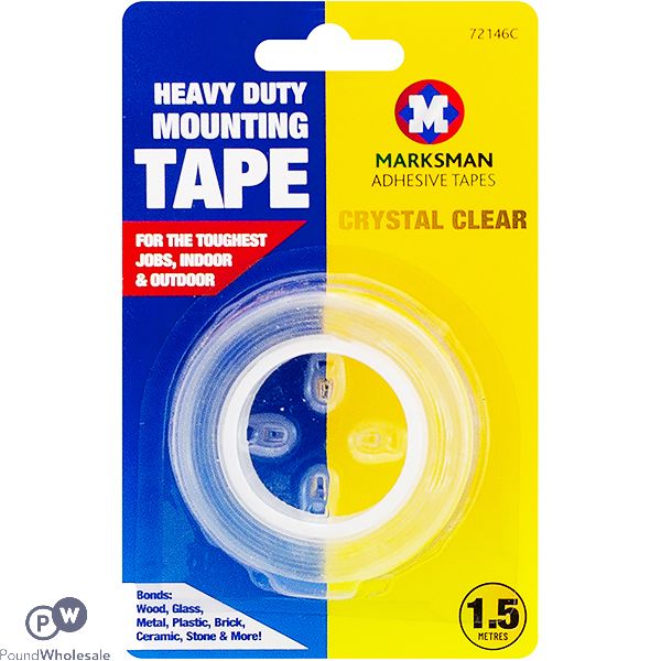 Marksman Heavy Duty Crystal Clear Mounting Tape 1.5m
