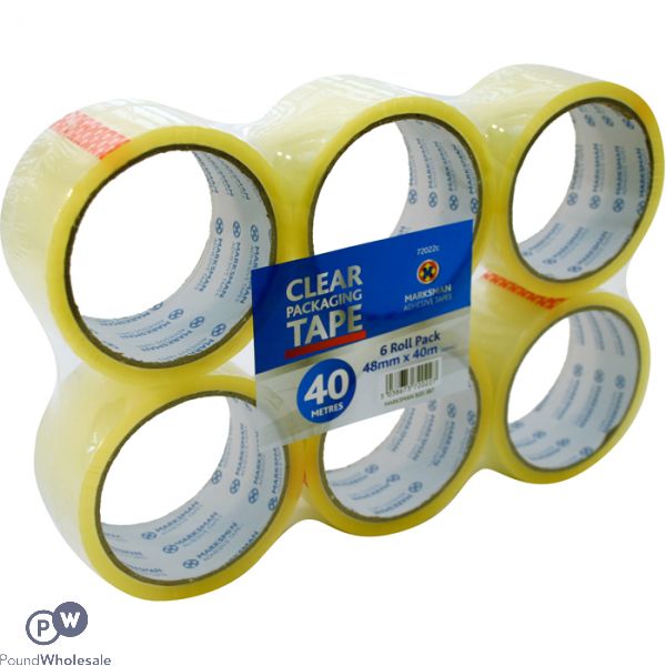 Marksman Clear Packaging Tape 48mm X 40m 6 pack