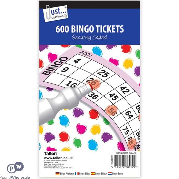 Just Stationery Jumbo Bingo Tickets 