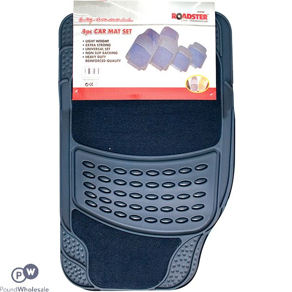 Roadster Deep Blue Rubber & Carpet Car Mats Set 4pc