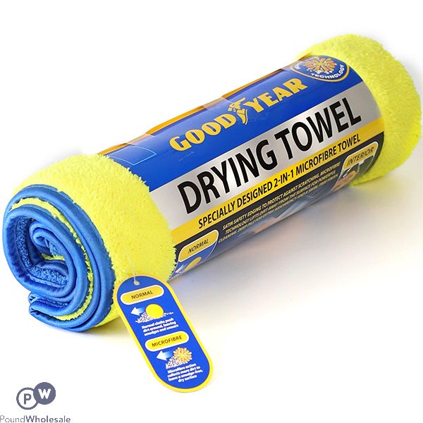 Goodyear 2-In-1 Microfibre Drying Towel Xl 80cm X 60cm