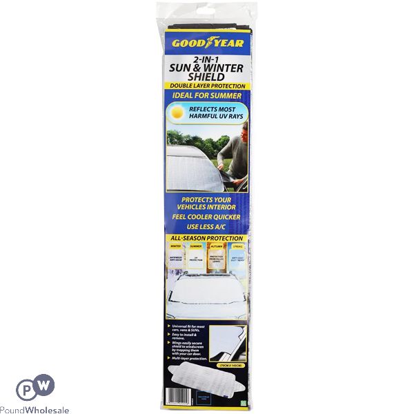 Goodyear 2-in-1 Sun & Winter Windscreen Shield 70cm X 145cm