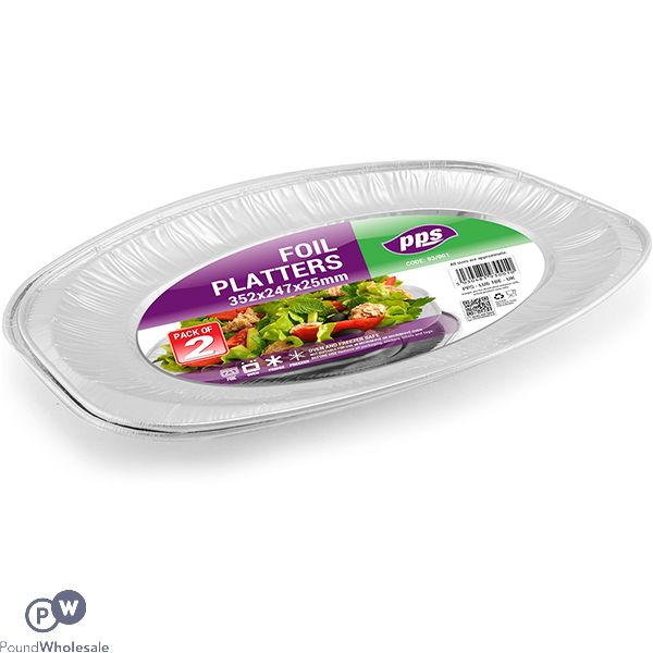 Foil Platters 35.2cm X 24.7cm X 2.5cm 2 Pack