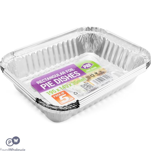 Rectangular Foil Pie Dishes 19.5cm X 14.5cm X 3.5cm 5 Pack