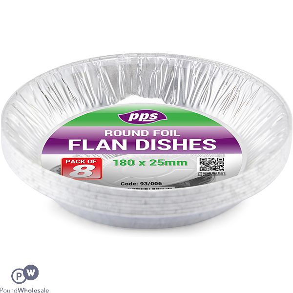 Round Foil Flan Dishes 18cm X 2.5cm 8 Pack