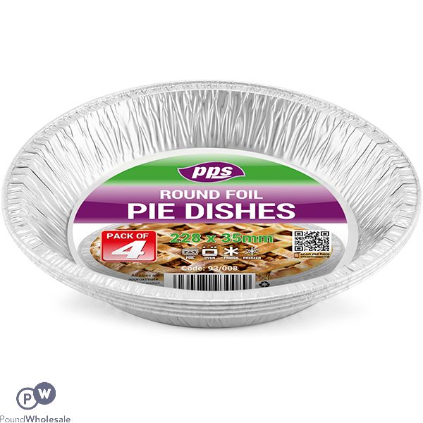 Round Foil Pie Dishes 22.8cm X 3.5cm 4 Pack