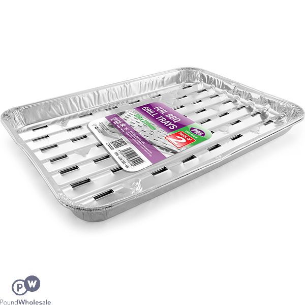 Foil BBQ Grill Trays 33cm x 23cm 2 Pack