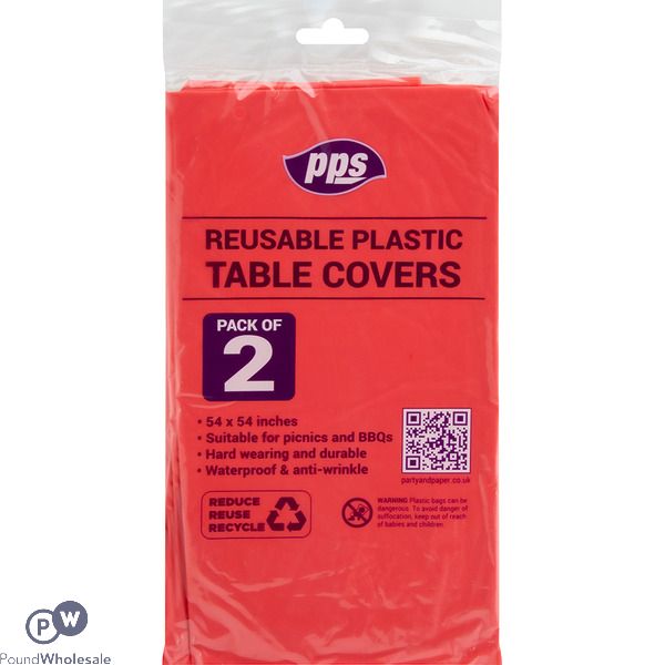 Red Plastic Party Table Covers 54" X 54" 2 Pack