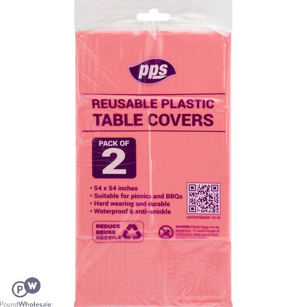 Pink Plastic Party Table Covers 54" X 54" 2 Pack