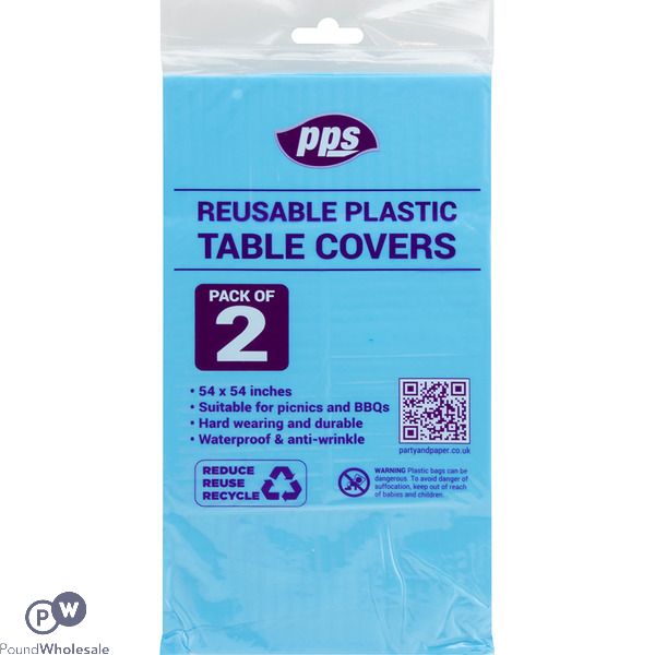 Light Blue Plastic Party Table Covers 54" X 54" 2 Pack