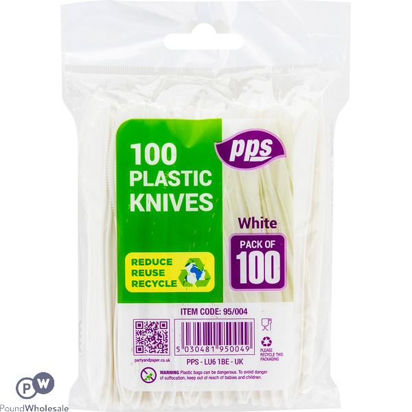 Plastic Cutlery Knives White 100 Pack