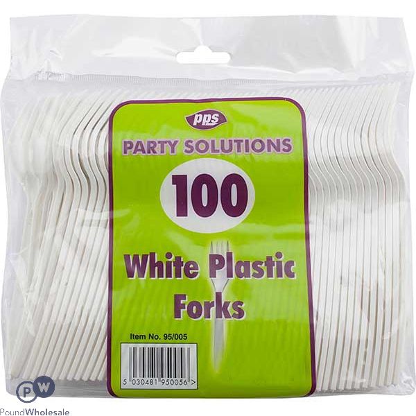 Plastic Cutlery Forks White 100 Pack