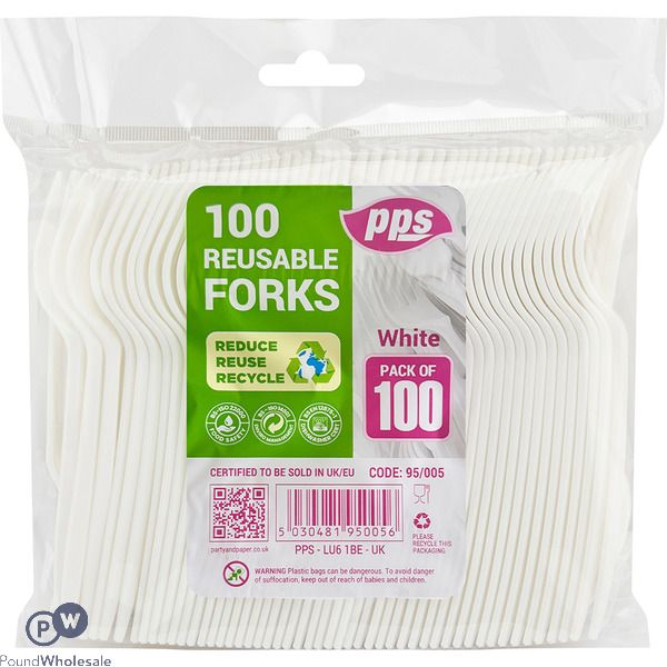 Plastic Cutlery Forks White 100 Pack