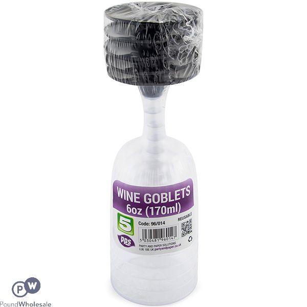 Clear Plastic Wine Goblets 170ml 5 Pack