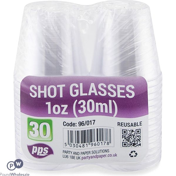 Clear Plastic Shot Glasses 30ml 30 Pack