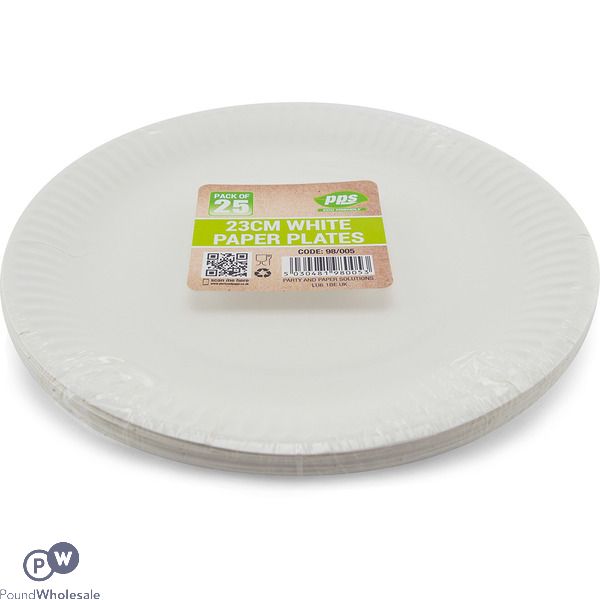 Paper Plates White 23cm 25 Pack