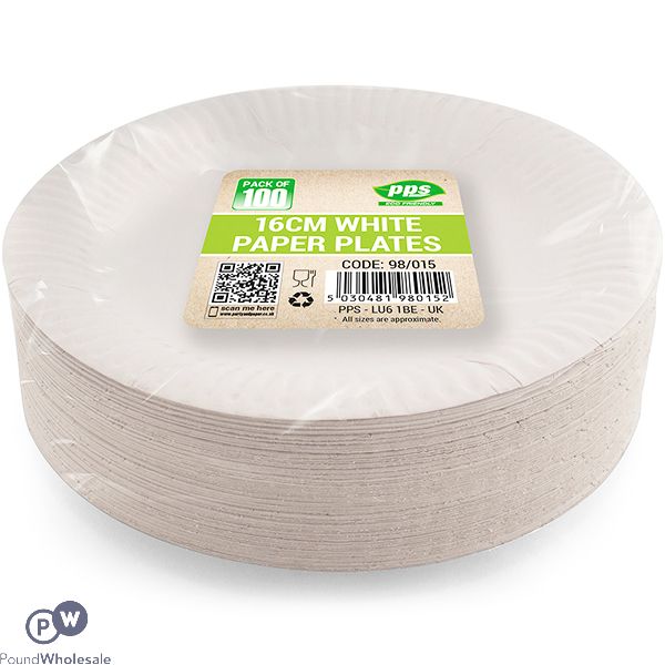 White Paper Plates 16cm 100 Pack