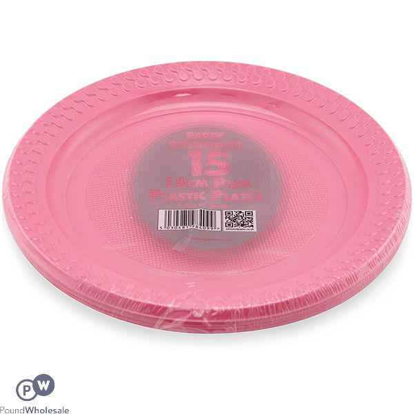 Pink Plastic Plates 18cm 15 Pack