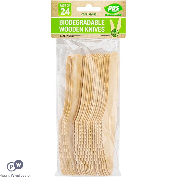 Biodegradable Wooden Knives 24 Pack