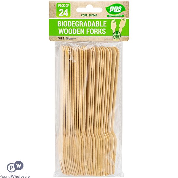 Biodegradable Wooden Forks 24 Pack