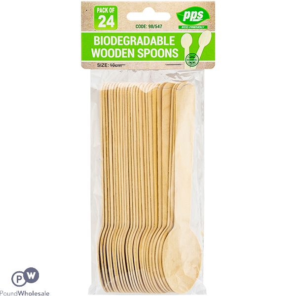 Biodegradable Wooden Spoons 24 Pack