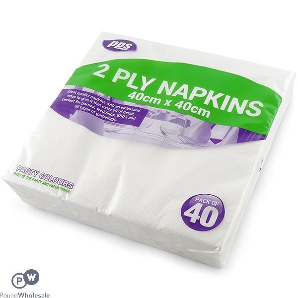 White 2-ply Paper Napkins 40cm 40 Pack