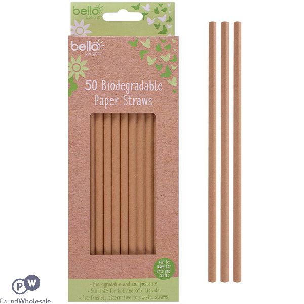 Bello Biodegradable Paper Straws 50 Pack