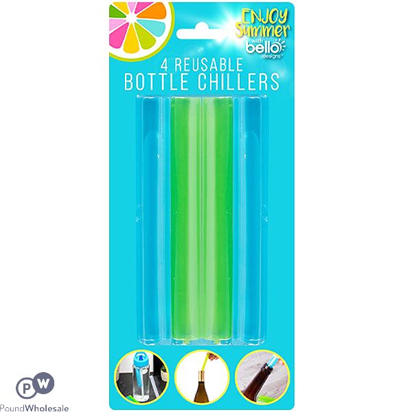 Bello Assorted Colour Reusable Bottle Chillers 4 Pack