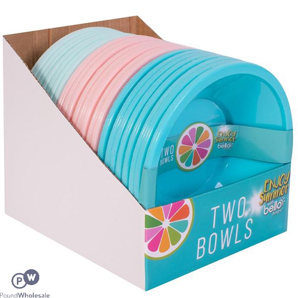 Bello Plastic Picnic Bowls 18cm 2 Pack Cdu Assorted Colours 