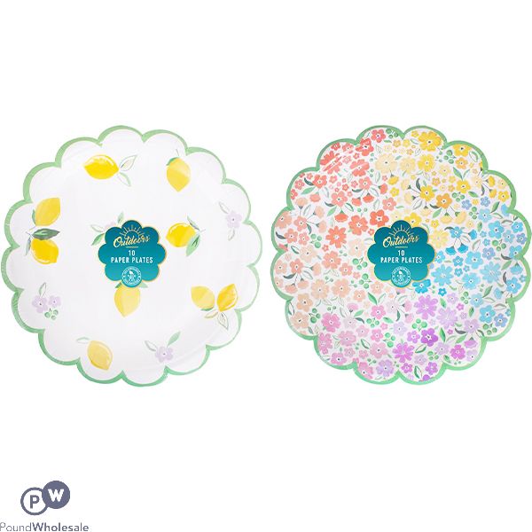 Bello Fruit & Floral Scalloped Paper Plate 10 Pack Assorted