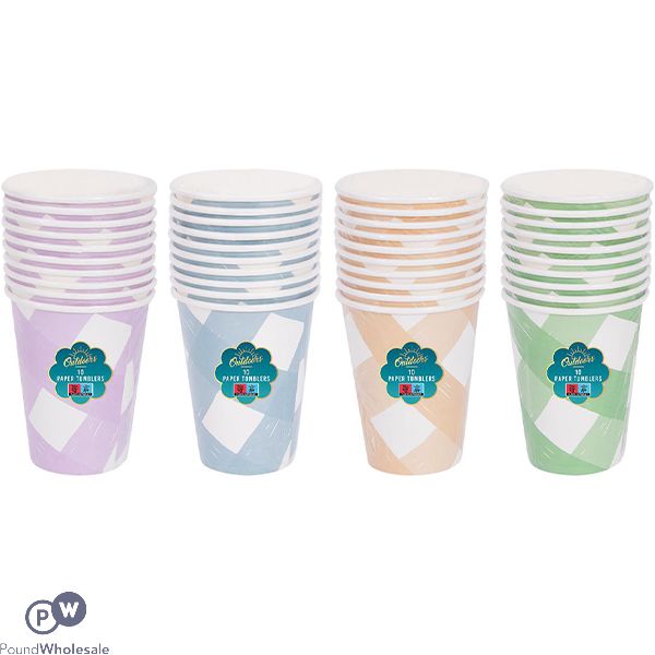 Bello Striped Paper Tumbler 12oz 10 Pack Assorted Colours