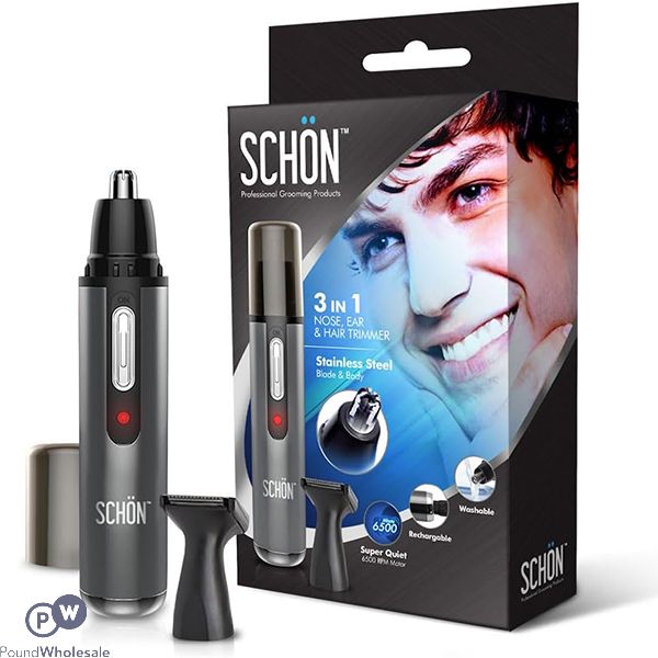 Schon 3-in-1 Rechargeable Nose, Ear & Hair Trimmer