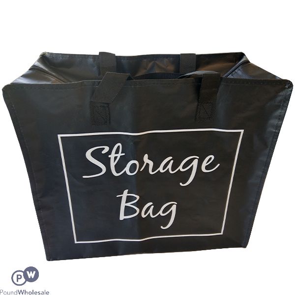 Black Woven Zip Storage Bag 45cm X 39cm X 20cm