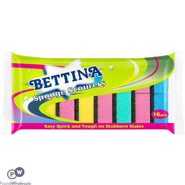 Bettina Multicoloured Sponge Scourers 16 Pack