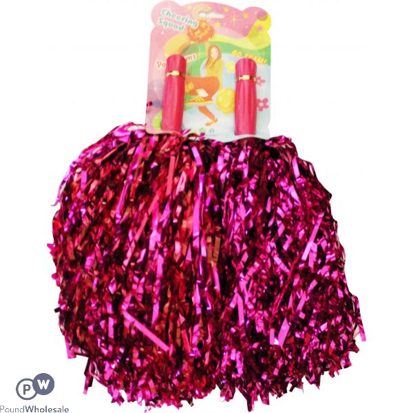 Large Cheer Leader Pink 2pc Pom Pom Set