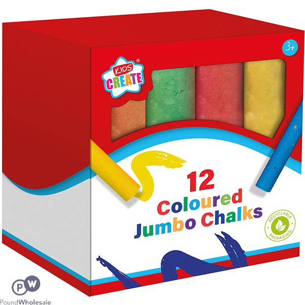 Kids Create Jumbo Coloured Chalks 12 Pack