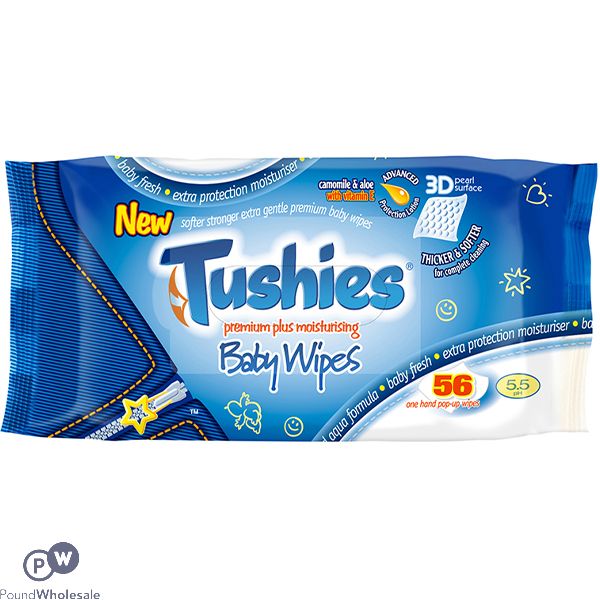 Tushies Premium Moisturising Baby Wipes 56 Pack