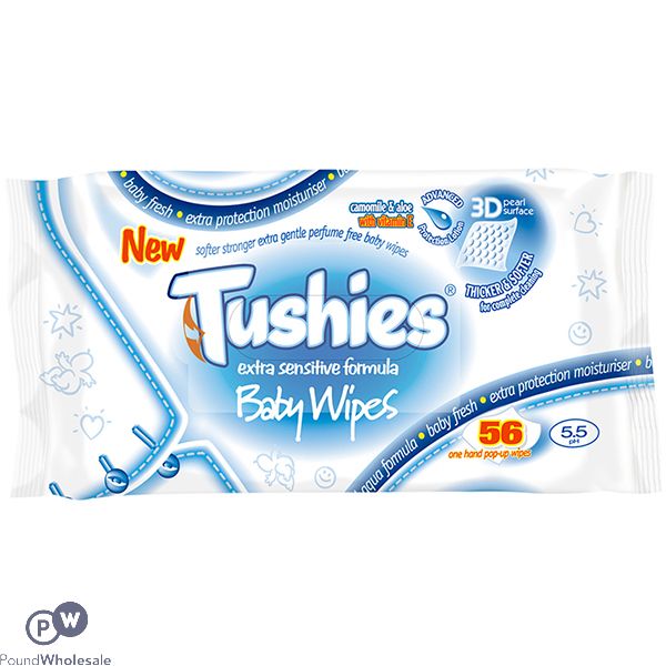 Tushies Extra Sensitive Baby Wipes 56 Pack