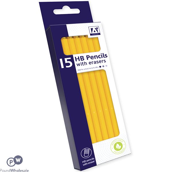 HB Pencils With Erasers Set 15 Pack