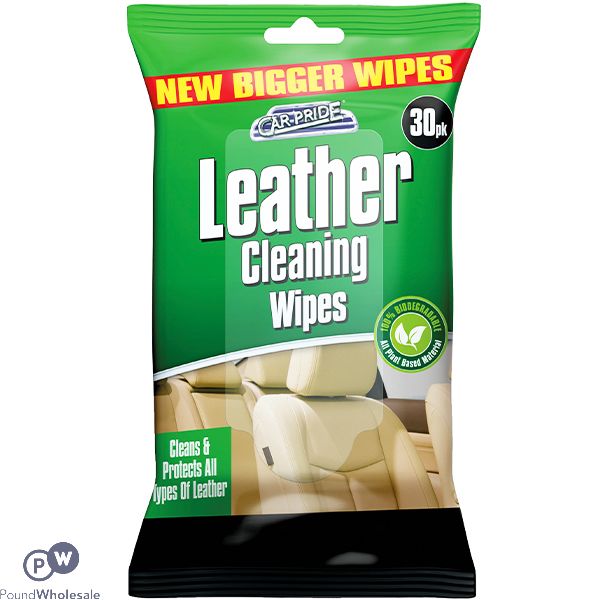 Car-pride Biodegradable Leather Cleaning Wipes 30 Pack