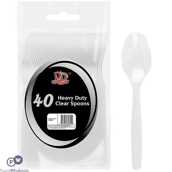 Deluxe Disposable Heavy Duty Clear Spoons 40 Pack