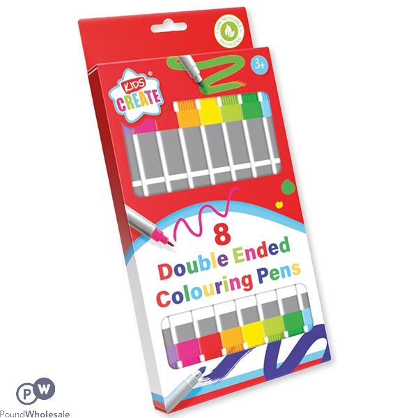 KIDS CREATE DOUBLE-ENDED COLOURING PENS 8 PACK