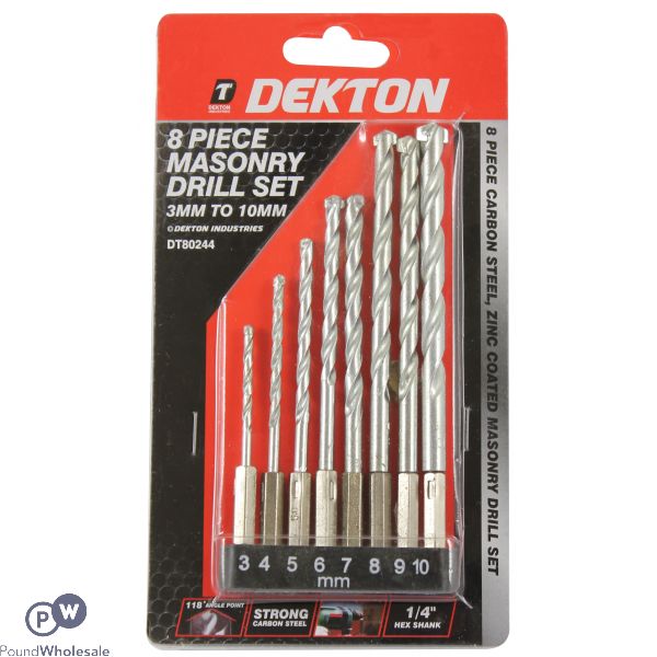 Dekton 8 Piece 1/4" Shank Masonry Drill Set 3-10mm