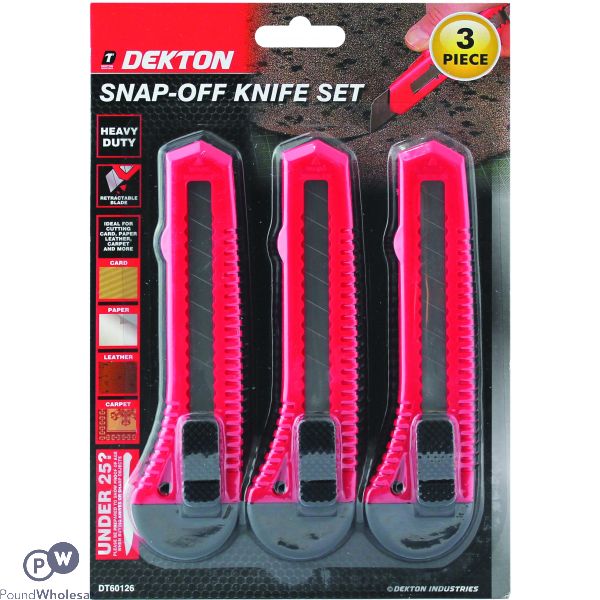 Dekton 3 Piece Snap-off Knife Set Large