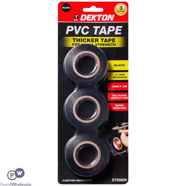 Dekton PVC Tape Extra Strong Black 3 Pack